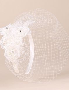 Headwear Net Veil Hat Wedding Casual Tea Party Valentine's Day Horse Race Retro Romantic Classic With Tulle Face Veil Headpiece Headwear Elegant Tulle Bridal Accessories For Bridal Shower, Adjustable Tulle Fascinator For Wedding, Adjustable Tulle Wedding Fascinator, Adjustable Tulle Headpiece For Wedding, Elegant Tulle Mini Hats For Wedding, Fitted Tulle Hats For Weddings, White Summer Wedding Headband, Elegant Wedding Veil Made Of Net, Elegant Tulle Hair Accessories For Wedding