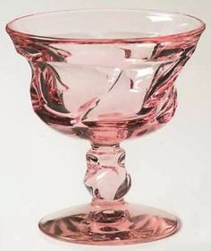 Vintage JAMESTOWN Pink by FOSTORIA 4 1/4" Champagne/Tall Sherbet ☆ 12 AVAILABLE | eBay Fostoria Crystal, Crystal Glasses, Pink Swirls, Mason Jar Wine Glass, Pink Pattern, Pink Decor, Tableware Accessories, Desert Rose, Pink Champagne