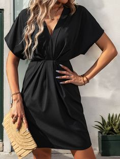 Casual Evening, Maxi Dress Cocktail, Solid Color Dress, High Quality Dress, Maxi Dress Formal, Short Sleeve Mini Dress, Evening Attire, Mini Dress With Sleeves, Mini Dresses