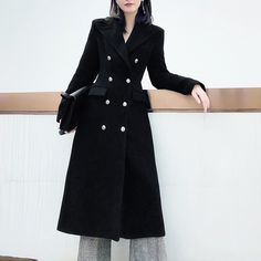 Black Wool Coat, Long Coats, Long Wool Coat, Coat Winter, Woolen Coat, Double Breasted Suit Jacket, Black Wool, Long Coat, Wool Coat