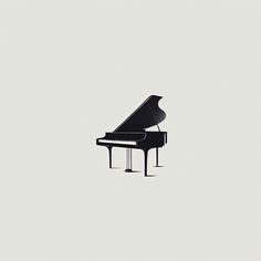 a black piano sitting on top of a white floor