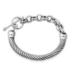 Bracelet With Toggle Lock In Sterling Silver 17.62 Grams (7.00 In) Crafted In Stamped 925 Sterling Silver Secured By A Toggle Clasp Durable & Hypoallergenic Metal Smooth And Comfortable On Wrist Artistic Metal Work Extensive Polish Classic Bracelet With Toggle Clasp And Oval Link, Classic Chain Bracelet With Toggle Clasp, Elegant Sterling Silver Bracelet With Oval Link Toggle Clasp, Classic Sterling Silver Bracelet For Everyday, Nickel Free Link Bracelets, Nickel-free Link Bracelets, Classic Sterling Silver Bracelet With Lobster Clasp For Everyday, Classic Bracelet With Toggle Clasp, Classic Everyday Bracelets With Toggle Clasp