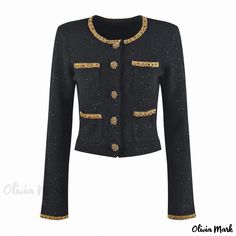 Olivia Mark - Elegant Crystal Embellished Wool Knit Sequin Cardigan with Button Up Crew Neck and Cropped Design From Dusk Till Dawn, Lace Top Dress, Sequin Cardigan, Dusk Till Dawn, Crystal Trim, Short Cardigan, Sequin Jacket, Half Skirt, Sequin Mini Skirts