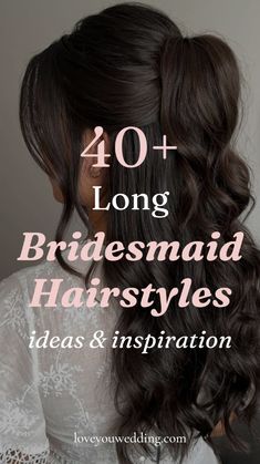 Looking for beautiful bridesmaid hairstyles for long hair? We've got 40+ ideas to help you choose the perfect look! From down styles, half up, updos, side styles, ponytails, buns, to boho vibes, you’ll find the perfect wedding hair inspiration for long hair in our guide. Dive into wedding beauty and discover the best long hair ideas. Bridesmaid Romantic Hairstyles, Wedding Hairstyle Bridesmaids, Cute Hairstyles For Wedding Bridesmaid, Hair Styles For Long Hair For Wedding Bridesmaid, Hairstyle For Bridesmaid Long Hair, Long Hair Styles For Bridesmaids, Half Updo Hairstyles Wedding, Half Up Hair Styles Long Hair, Bridesmaid Half Up Half Down