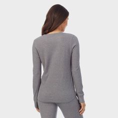 Warm Essentials by Cuddl Duds Women's Waffle Thermal Crewneck Shirt - Graphite Heather M Winter Lounging Crew Neck Tops, Crew Neck Winter Lounging Tops, Winter Lounging Tops With Crew Neck, Crew Neck Top For Winter Lounging, Crew Neck Tops For Lounging In Winter, Fitted Winter Sleepwear For Relaxation, Fitted Sleepwear For Winter Relaxation, Solid Color Winter Sleepwear, Solid Long Sleeve Winter Sleepwear