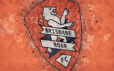 an orange background with the words brisbane roar on it and a stylized image of a lion