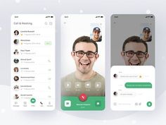 three mobile screens showing different people's avatars and the same person on their phone