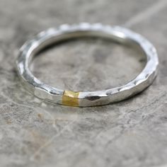 MADE TO ORDER - Please allow up to 5 working days from order for this ring to be shipped. Made from solid sterling silver, this square band is textured, on the face and sides, with a hammered finish & a highlight of pure 24ct gold. The ancient technique of Keum Boo (meaning 'applied gold') is used to permanently apply & bond the fine layer of pure gold to the fine silver surface of the ring, using only heat & pressure.  The whole ring is then polished to a shine. DETAILS Made from solid, recycle Boo Meaning, Alternative Wedding Ring, Hammered Gold Ring, Keum Boo, Weird Jewelry, Alternative Wedding Rings, Hammered Silver Ring, Sterling Silver Jewelry Rings, Hammered Gold