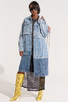 PULL UP LAYERED TRENCH Jean Jacket Design, Statement Jacket, Fall Fit, Fabulous Fall, Baggy Jeans, Jacket Design, Pull Up, Moto Boots, Pull Ups