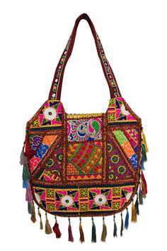 Ethnic Indian style Embroidered Bag Shoulder Strap Pom Pom, Fringed, Colourful Beads. Embroidery and woven by hand. Each bag are unique and individual. Shoulder Strap, Zip, and Small pocket with zip inside Colourful B -1st picture Colourful C - 2nd picture Colourful D - 3rd picture Colourful E - 4th picture Blue - 5th picture The dimensions of the bag is 42 centimetres by 42 centimetres approximately with the height of the strap about 35 centimetres. Cheap Traditional Multicolor Shoulder Bag, Bohemian Beaded Tote Shoulder Bag, Traditional Embroidered Festival Bag, Multicolor Handwork Bags For Festive Occasions, Festival Multicolor Embroidered Beaded Bags, Traditional Beaded Bags For Festivals, Traditional Beaded Rectangular Shoulder Bag, Festival Beaded Bags With Multicolor Embroidery, Everyday Beaded Bags For Festivals