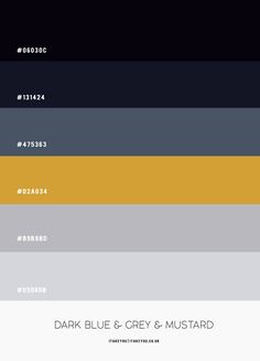 the color scheme for dark blue, grey and mustard