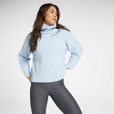 Fit & Design: Relaxed fit sweater Full high turtleneck provides coverage against cooler weather Eyelash yarn adds soft, cozy texture to your garment Pullover design for easy wear Light Blue Turtleneck, High Turtleneck, Eyelash Sweater, Stylish Loungewear, Cocoon Sweater, Ribbed Hoodie, Waffle Sweater, Eyelash Yarn, Fitted Turtleneck