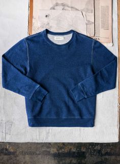 a new limited edition release of our favorite crew neck sweatshirt. using a beautiful yarn-dyed indigo terry, we chose a slightly lighter fabric weight to complement an already incredibly wearable garment. truly an easy, everyday sweatshirt that effortlessly moves with you. limited edition run of 250. when they're gone, they're gone. Washed Blue Sweatshirt With Ribbed Cuffs, Sporty Washed Blue Sweatshirt With Relaxed Fit, Blue Washed Crew Sweatshirt, Cotton Sweatshirt With Ribbed Cuffs In Washed Blue, Cotton Crew Sweatshirt With Double-needle Stitching, Fall Cotton Sweatshirt In Washed Blue, Fall Washed Blue Cotton Sweatshirt, Sporty Washed Blue Cotton Sweatshirt, Blue Washed Cotton Sweatshirt