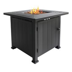 an outdoor fire pit sitting on top of a table