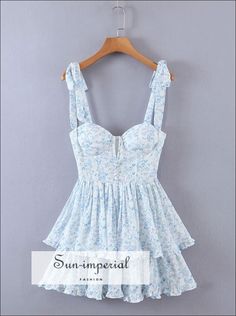 Women White Floral Print Tie Cami Strap Spliced Neck Corset Style Layered Mini Dress with Ruffle Hem beach party dress Short Ruffle Dress, Layered Mini Dress, Frill Mini Dress, Neck Corset, Cake Mini, Floral Bustier, Dress With Pleats, Silk Chiffon Dress, Floral Print Chiffon