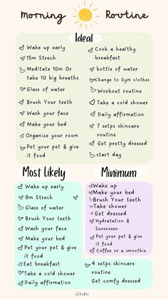 Morning Routine School, Morning Routine Checklist, Daily Routine Planner, Healthy Morning Routine, Routine Planner