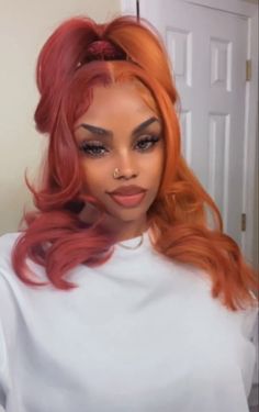 Orange Hairstyles, Hairstyles Ponytail, Cute Hair Colors, Creative Hair Color, Dyed Hair Inspiration, Beautiful Hair Color, Pretty Hair Color, Hot Hair Styles, Dope Hairstyles