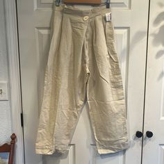 Zara Brand Size S Cargo Style Linen Pants. Zipper And Button Front Closure. Pockets. Cotton And Linen. Excellent Quality. Nwt Relaxed Fit Beige Pants With Button Closure, Beige Relaxed Fit Pants With Button Closure, Casual Linen Pants With Button Closure, High-waisted Cotton Pants With Button Zip Fly, Cotton High-waisted Pants With Button Zip Fly, High-waisted Cotton Pants, Beige Relaxed Fit Bottoms With Button Closure, Beige Wide Leg Bottoms With Buttons, Beige Wide-leg Bottoms With Buttons