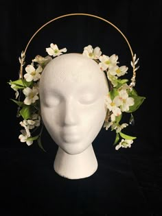 Floral Halo - Etsy Floral Halo Crown, Head Garland, Bridal Party Looks, Ap Art Ideas, Fantasy Crown, Green Led Lights, Swarovski Pendant, Flower Halo, Halo Crown