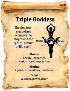 a scroll with the words triple goddess on it and an image of a woman doing yoga