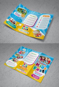 an open brochure with children's pictures on it