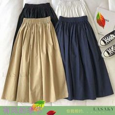 Lasaky - High-waisted A-line Skirt in Stylish Workwear Colors Linen Skirt, Fesyen Wanita, Types Of Skirts, Mode Outfits, A Line Skirt, Long Skirt, A Line Skirts, Ready Stock, Apparel Accessories