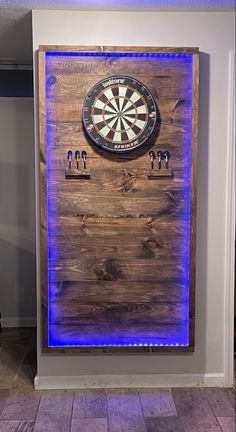 a dart board mounted to the side of a wall