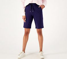 A must-have for your off-duty wardrobe, these Bermuda shorts exude laid-back, casual style. From Denim & Co.® Fashions. Casual Bermuda Shorts For Spring, Casual Stretch Jean Shorts With Short Legs, Casual Loungewear Shorts With Short Inseam, Casual Stretch Jean Shorts, Relaxed Fit Athleisure Shorts For Spring, Bermuda Bottoms For Spring Leisure, Casual Bermuda Shorts With Relaxed Fit, Stretch Bermuda Shorts Casual Style, Spring Bermuda Leisure Bottoms