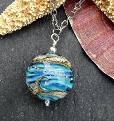 Beach Wave Necklace in Shades of Turquoise Sea Glass - Etsy Wave Pendant, Jewelry Ocean, Beach Wave, Wave Necklace, Wedding Blue, Ocean Jewelry, Shades Of Turquoise, Sea Glass Necklace, Wire Crafts