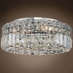 a crystal ceiling light fixture on a brown background