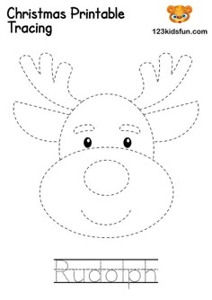 rudolph the reindeer traceable worksheet for kids to learn how to draw and color