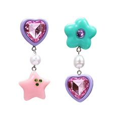 Size: Standart Wonderful Precure, Colourful Accessories, Closet Art, Kawaii Earrings, Candy Jewelry, Witch Aesthetic, Heart Drop Earrings, Colorful Candy, Funky Jewelry