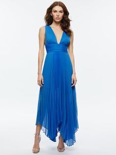 Adrianna Pleated Maxi Dress In French Blue | Alice + Olivia Spring Uniform, French Dress, Alice And Olivia, Pleated Maxi Dress, Pleated Maxi, French Blue, Beautiful Gowns, Alice Olivia, Smocking