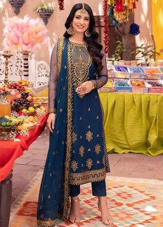 Pyaar Diyan Gallan By Asim Jofa Festive Collection 2024 | Sanaullah Store Teal Outfits, Teal Shirt, Shirt Trouser