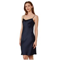 The slip dress is a stunning and alluring piece for your day-to-night wardrobe, featuring a split hem and leaver lace collar, with adjustable spaghetti straps and a deep V-line back. Mens Silk Pajamas, V Line, Lace Silk, Lace Splicing, Silk Slip Dress, Satin Pajamas, Mini Slip Dress, Silk Mini Dress, Silk Pajamas