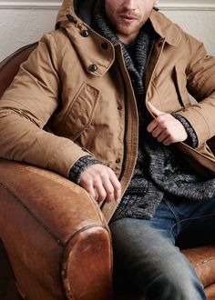 This tan heritage parka with detachable hood and lining is the perfect versatile men's jacket for this winter season ahead | Banana Republic Travel Outerwear With Cargo Pockets And Long Sleeves, Long Sleeve Outerwear With Cargo Pockets For Travel, Winter Utility Outerwear With Button Cuffs, Utility Parka With Pockets For Travel, Long Sleeve Utility Jacket With Cargo Pockets For Travel, Winter Outdoor Utility Jacket With Flap Pockets, Winter Outdoor Parka With Button Closure, Hooded Parka With Pockets For Travel, Brown Utility Parka With Pockets