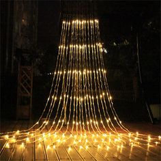 a christmas tree made out of string lights