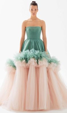 Tarik Ediz 98264 - Straples Ruffle Tier Ballgown Waist Dance, Ballgown Skirt, Straight Across Neckline, Pleated Gown, Tarik Ediz, Theme Dress, Ball Gown Skirt, Blue Wedding Dresses, Tulle Ball Gown