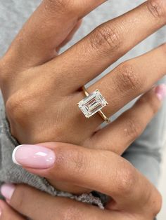 3.01ct Emerald E- VS Solitaire Diamond Engagement Ring Dream Wedding Ring, Solitaire Diamond Engagement Ring, Lab Grown Diamond Engagement Ring, Cute Engagement Rings, Future Engagement Rings, Emerald Cut Engagement, Emerald Engagement Ring Cut, Stunning Engagement Ring, Dream Engagement