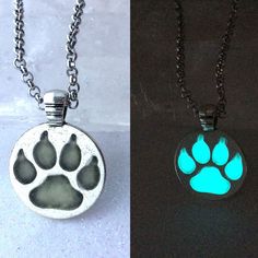 Wolf Paw Necklace Glows In The Dark. Comes On 20" Stainless Hypoallergenic Link Chain. Safe And Non Toxic. Handmade By Me In My Studio. Therian Jewelry, Werewolf Jewelry, Wolf Costumes, Glow In The Dark Necklace, Dark Necklace, Paw Necklace, Wolf Paw, Glow Jewelry, Bff Jewelry