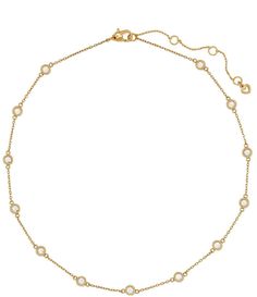 From kate spade new york&#x2C; the Set In Stone Station Collar Necklace feature:Collar necklaceGold-tone hardwareSignature lobster claw closureApprox. 16" length Imported. Kate Space Necklace, Gold Collar Necklace, So Kate, Perfect Handbag, Live Colorfully, Rhinestone Jewelry, Accessories Jewelry Necklace, Dillard's, Collar Necklace