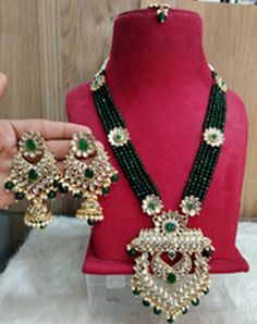 *Light Weight Gold Rani Haar Necklace Set. *No.1- green *Haar length: 14.50 inches (including pendant) *Pendant Breadth- 2.7 inches *Earrings length: 3.4 inches (with drops) ; *earrings Width: 1.7 inches *No.2- green *Haar length: 14.50 inches (including pendant) *Pendant Breadth- 2.8 inches *Earrings length: 3.4 inches (with drops) ; *earrings Width: 1.7 inches Gold Rani Haar, Indian Kundan Jewellery, Kundan Long Necklace, Indian Necklace Set, Long Necklace Set, Necklace Set Gold, Rani Haar, Necklace Set Indian, Indian Necklace