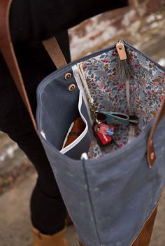 Shop the Slate Blue Wax Canvas Day Tote | Meanwhile in Lynchburg Horse Hair Tassels, Wax Canvas, Lynchburg Virginia, Waxed Canvas Bag, Age Gracefully, Blue Tote Bag, Knitting Bag, Blue Tote, Blue Canvas