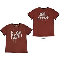 An official licensed Korn Unisex Ringer T-Shirt featuring the 'Logo' design motif. This high quality Ringer T-Shirt is available in a red colourway. High quality soft-style cotton unisex ringer t-shirt featuring contrasting sleeve and collar detail. With front & back printing. Korn Merch, Korn Logo, Korn Shirt, Korn Band, Rocker Tank Tops, Record Bag, Rocker Tank, The Artist Movie, Clothes Reference