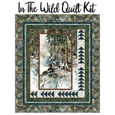 the quilt kit is designed to look like it has two wolfs on it