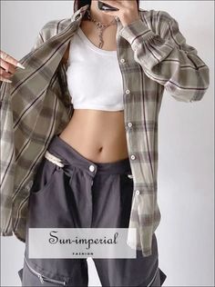 Fabric Type:Polyester Cotton Pattern Type:Plaid Fit Type:Loose Fit Style:Streetwear Thickness:Thick Origin:Mainland China CN:Jiangsu Clothing Length:Mid-length Material:Cotton,Polyester Elasticity:Non Strech Decoration:Button Material Composition:Synthetic fiber Sleeve Length(cm):Full Season:Autumn/Winter Clothing Patterns:STRAIGHT Place Of Origin:China (Mainland) Shirts Type:Casual Shirts Fabric content:51% (inclusive) - 70% (inclusive) Gender:WOMEN Collar:Turn-down Collar Closure Type:Single B Oversized Plaid Blouse For Spring, Oversized Plaid Shirt For Summer, Imperial Fashion, Fits Streetwear, Collars For Women, Winter Clothing, Style Streetwear, Fit Style, Season Autumn