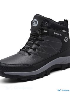 OrcaJump - Mens Casual Daily Outdoor Hiking Shoes PU Booties/Ankle Boots Black Grey Beige Fall Winter Lace-up Winter Boots For Outdoor Work, Winter High Ankle Lace-up Hiking Boots, Black High Ankle Lace-up Boots For Outdoor, Winter Hiking Lace-up Boots With Round Toe, Black Waterproof Lace-up Boots For Walking, Black Ankle-high Winter Sneakers, Winter High-top Black Work Boots, Winter Ankle Boots With Reinforced Toe, Low-top Leather Work Boots For Winter