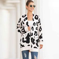 ❤ Product Name: Women's Open Front Leopard Knit Cardigan Sweaters Pockets Long Sleeve Outwear K066 ❤ Model: K066 Color White Yellow Green Black Light Card ❤ Size Guide: S=US 4-6, M=US 8-10, L=US 12-14, XL=16. ❤ The knitted fabric is stretchy and soft, super soft will keep you warm and comfortable in the cold. ❤ Perfect for walking to the street, daily, vacation, party, school, cruise, club, office, etc. You can match different styles according to the weather to create a lovely fall and winter lo Women Long Cardigan, Leopard Cardigan, Leopard Print Cardigan, Long Sleeve Knitted Cardigan, Cardigan Sweater Coat, Printed Cardigan, Cardigan Sweaters For Women, Knitwear Cardigan, Sweater Set