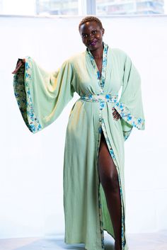 mint green plus size nightgown Elegant Loungewear, Copper Dress, Cotton Dressing Gown, Green Kimono, Luxury Sleepwear, Cotton Lingerie, Silk Kimono Robe, Dressing Gowns, Satin Kimono