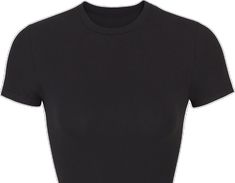 Fitted Black T-shirt For Loungewear, Trendy High Stretch Cotton T-shirt, High Stretch Cotton Crew Neck T-shirt, Fitted Cropped T-shirt With Short Sleeves For Loungewear, Fitted Graphic Tee For Loungewear, Black Xs, Jersey T Shirt, Stretch Cotton, T Shirt